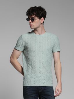 Jack & Jones - Men Green Polyester Blend Regular Fit T-Shirt