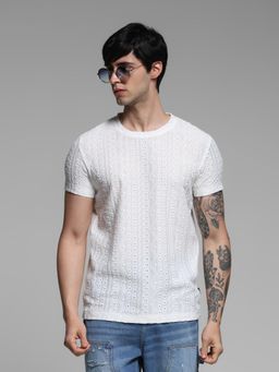 Jack & Jones - Men White Polyester Blend Regular Fit T-Shirt