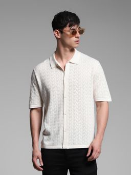 Jack & Jones - Men Beige Cotton Blend Regular Fit Shirt