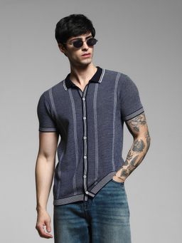 Jack & Jones - Men Blue Cotton Regular Fit Shirt