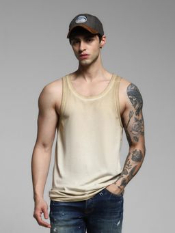 Jack & Jones - Men Beige Cotton Regular Fit Vest