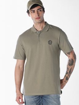 Jack & Jones - Men Green Cotton Regular Fit Polo T-Shirt