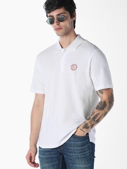 Jack & Jones - Men White Cotton Regular Fit Polo T-Shirt