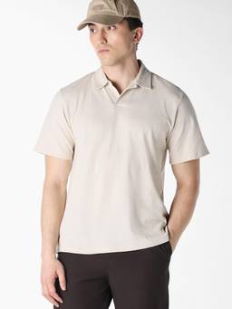 Jack & Jones - Men Off White Cotton Regular Fit Polo T-Shirt