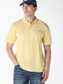 Jack & Jones - Men Yellow Organic Cotton Regular Fit Polo T-Shirt