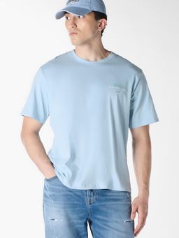 Jack & Jones - Men Blue Cotton Regular Fit T-Shirt