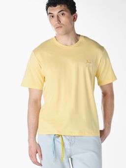 Jack & Jones - Men Yellow Cotton Regular Fit T-Shirt