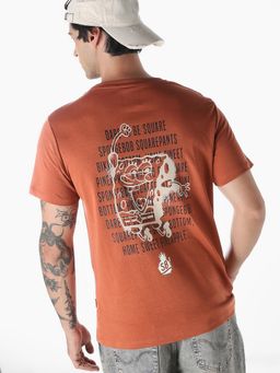 Jack & Jones - Men Rust Cotton Regular Fit T-Shirt