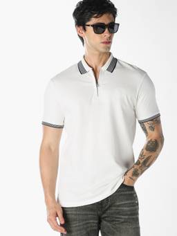 Jack & Jones - Men White Cotton Regular Fit Polo T-Shirt