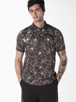 Jack & Jones - Men Brown Cotton Regular Fit Polo T-Shirt