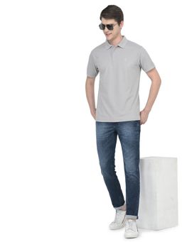 WOODLAND - Casuals Grey Polyester Polo T-shirt For Men