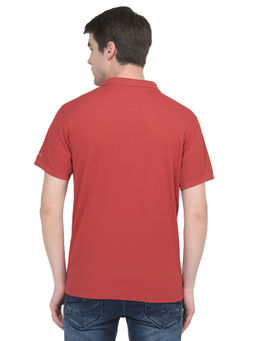 WOODLAND - Casuals Red Polyester Polo T-shirt For Men