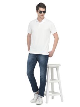 WOODLAND - Casuals White Polyester Polo T-shirt For Men