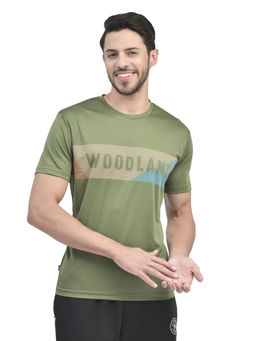 WOODLAND - Casuals Olive Polyester T Shirt For Men