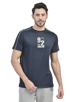 WOODLAND - Casuals Navy Polyester T Shirt For Men