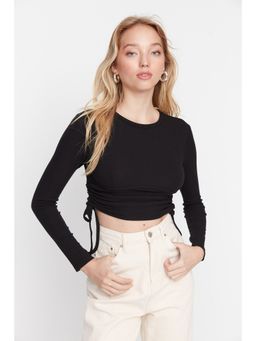 Trendyol - Womens Black Textured Crop Top
