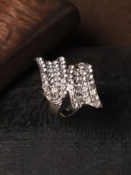 Anika's Creations - Anika's Creation Stone Studded Silver Plated Designer Ring