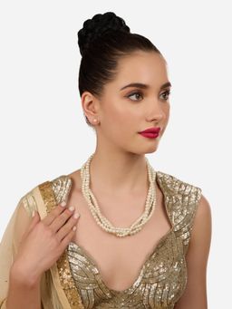 Zaveri Pearls - Gold Tone Twisted Pearls Contemporary Necklace with Earring (Set of 2)