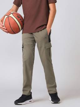 Technosport - Olive Boys Ts Flexi Straight Fit Cargo Track Pant