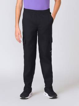 Technosport - Black Boys Regular Fit Solid Cargo Joggers