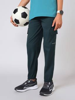 Technosport - Green Boys Regular Fit Solid Cargo Joggers