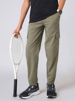 Technosport - Olive Boys Regular Fit Solid Cargo Joggers
