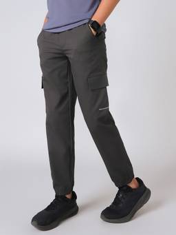 Technosport - Grey Boys Regular Fit Solid Cargo Joggers