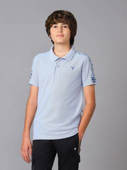 Technosport - Boys Printed Blue Polo T-Shirt