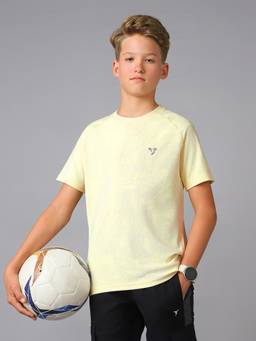 Technosport - Boys Round Neck Slim Fit Sports Yellow T-Shirt