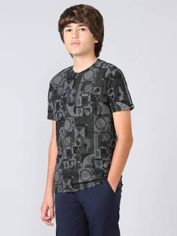 Technosport - Boys Round Neck Slim Fit Sports Grey T-Shirt