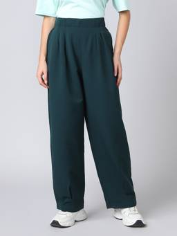 Technosport - Teal Women Korean Style Baggy Pants Wide Leg Trousers for Casual