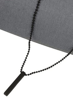 OOMPH - Black Stainless Steel 3D Cuboid Vertical Bar-Stick Pendant Necklace Chain