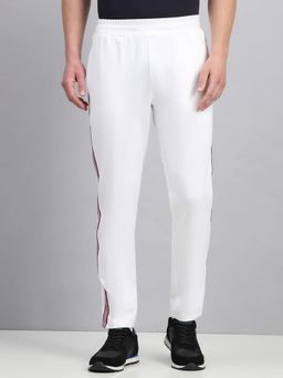 Fitleasure - Men White Blended Solid Tapered Trackpant