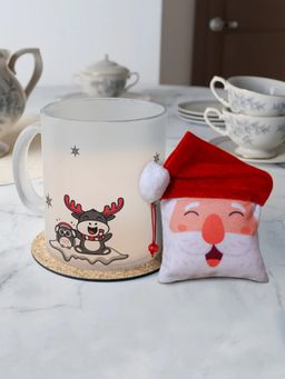 Indigifts - Xmas Gift Item To Infinity and Beyond Quotes Mug 325 ml and Reversible Santa Soft Toy