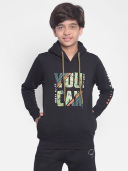 CRIMSOUNE CLUB - Boys Black Graphic Sweatshirt with Hood