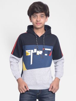 CRIMSOUNE CLUB - Boys Grey Colorblock Sweatshirt with Hood