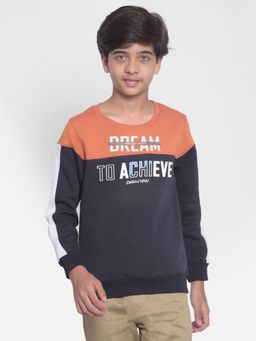 CRIMSOUNE CLUB - Boys Orange Typography Sweatshirt