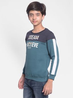 CRIMSOUNE CLUB - Boys Green Typography Sweatshirt