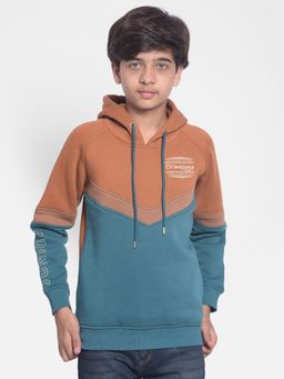 CRIMSOUNE CLUB - Boys Orange Colourblocked Sweatshirt with Hood