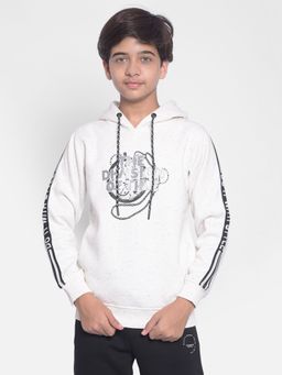 CRIMSOUNE CLUB - Boys White Printed Sweatshirt with Hood