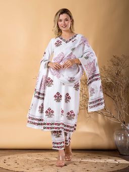 Readiprint - Women Purple Straight Kurta and Pant with Dupatta