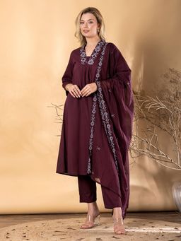 Readiprint - Women Purple Kurta and Bottom with Dupatta