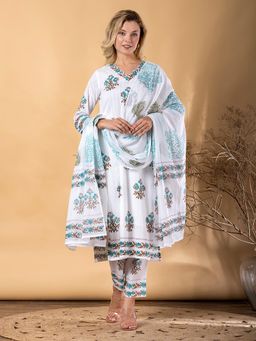 Readiprint - Women Blue Straight Kurta and Pant with Dupatta