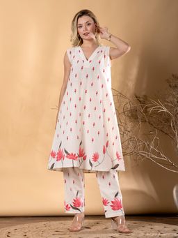 Readiprint - Women Pink Anarkali Style Kurta and Pant