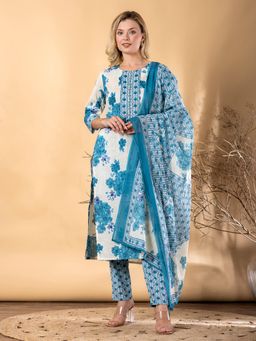 Readiprint - Women Blue Straight Kurta and Pant with Dupatta