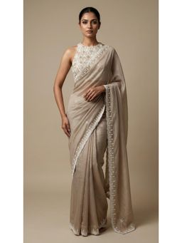 Dress & Dazzle - Grey Pearl Saree - Free Size with Unstitched