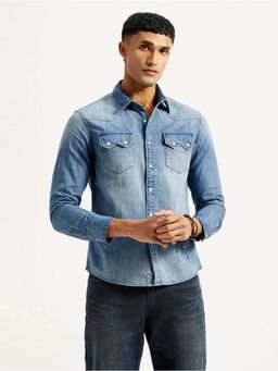 Levi's - Mens Solid Light-Blue Slim Fit Shirt