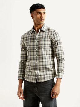 Levi's - Mens Checkered Beige Slim Fit Shirt