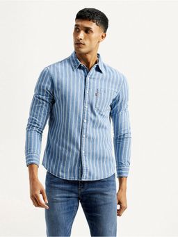Levi's - Mens Striped Light-Blue Slim Fit Shirt