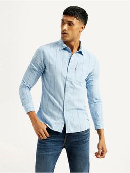 Levi's - Mens Striped Light-Blue Slim Fit Shirt